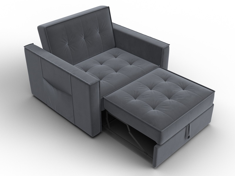 Кресло-кровать Лига-104 (80), Велюр, SEVEN 17 серый