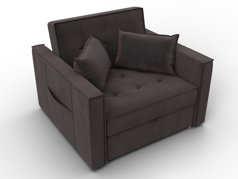 Кресло-кровать Лига-104 (80), Велюр, SEVEN 727 коричневый