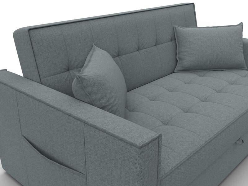 Диван прямой Лига-104 (140), Рогожка, Амур 07 серый