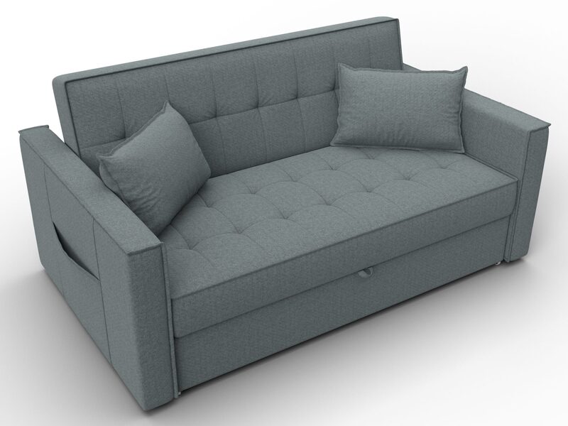 Диван прямой Лига-104 (140), Рогожка, Амур 07 серый