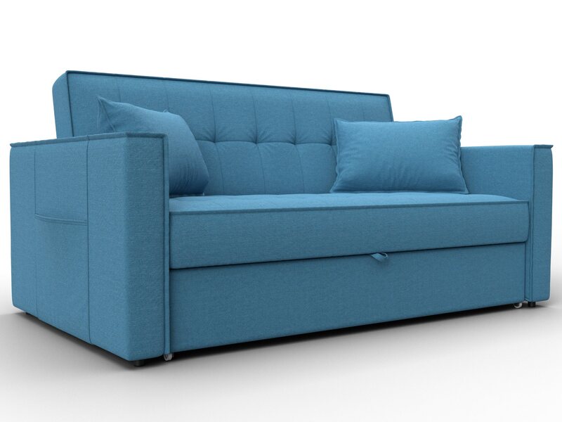 Диван прямой Лига-104 (140), Рогожка, Амур 10 голубой