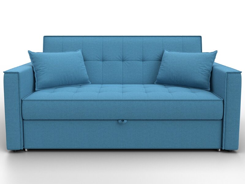 Диван прямой Лига-104 (140), Рогожка, Амур 10 голубой