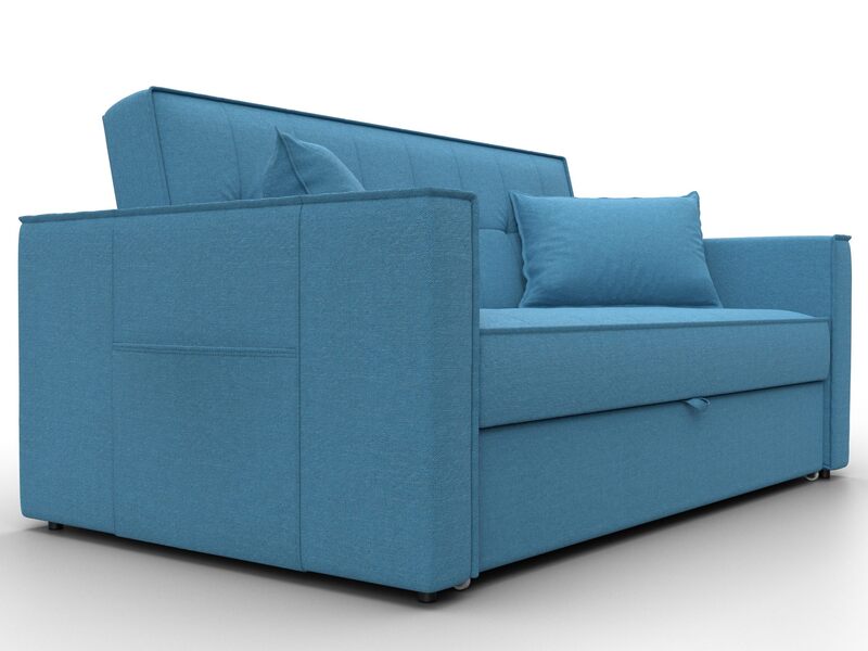 Диван прямой Лига-104 (140), Рогожка, Амур 10 голубой