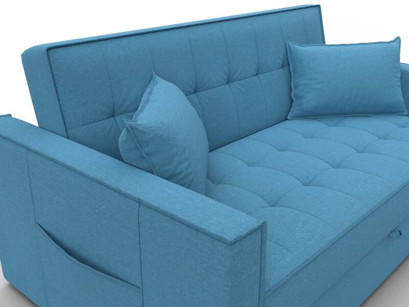 Диван прямой Лига-104 (140), Рогожка, Амур 10 голубой