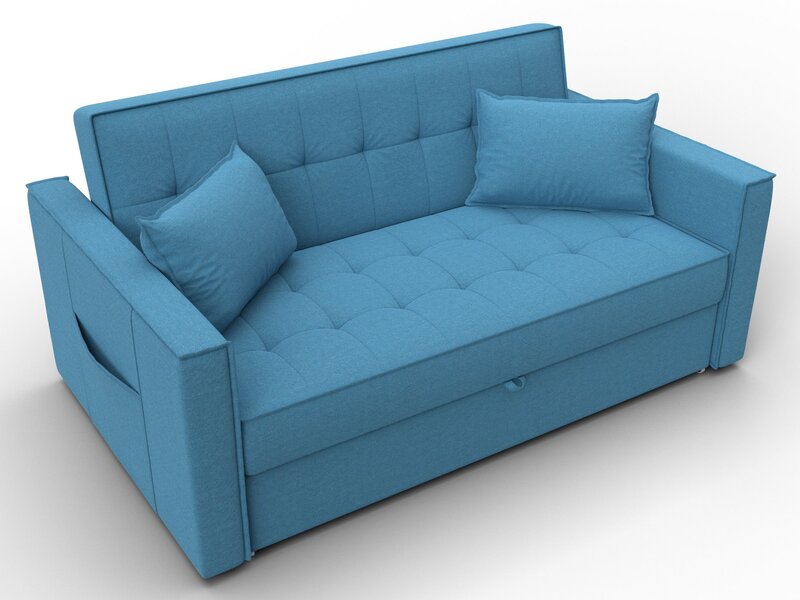 Диван прямой Лига-104 (140), Рогожка, Амур 10 голубой