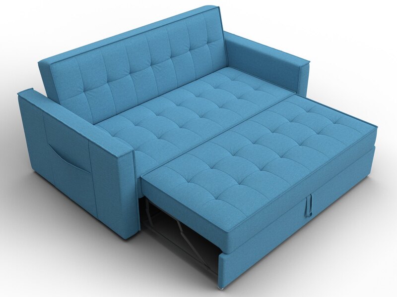 Диван прямой Лига-104 (140), Рогожка, Амур 10 голубой