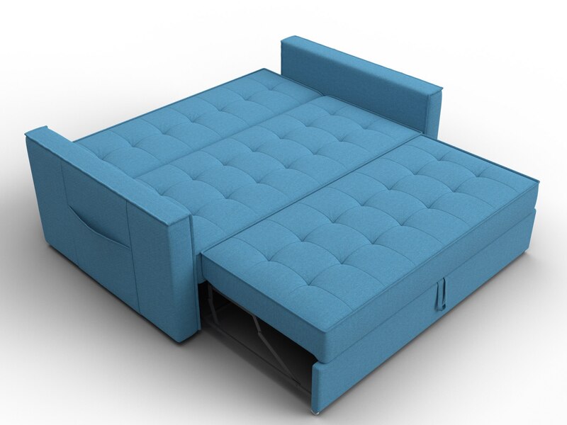 Диван прямой Лига-104 (140), Рогожка, Амур 10 голубой