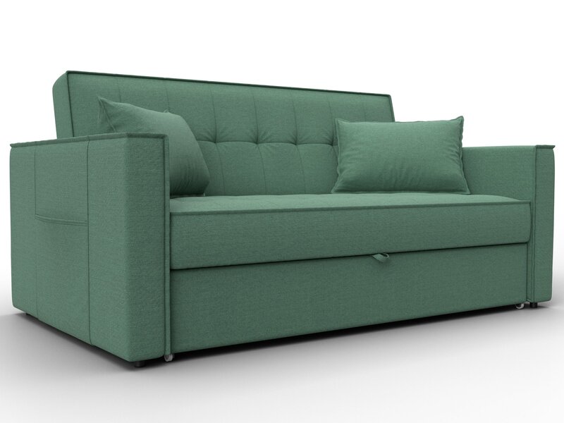 Диван прямой Лига-104 (140), Рогожка, Амур 11 зеленый