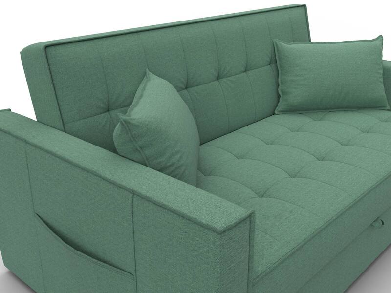 Диван прямой Лига-104 (140), Рогожка, Амур 11 зеленый