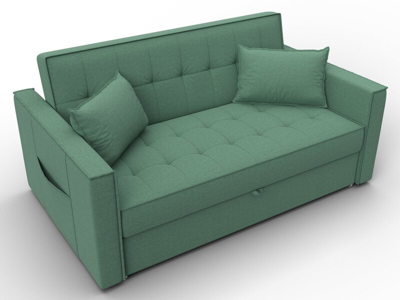 Диван прямой Лига-104 (140), Рогожка, Амур 11 зеленый