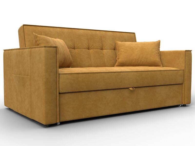 Диван прямой Лига-104 (140), Велюр, BRUT 10 желтый