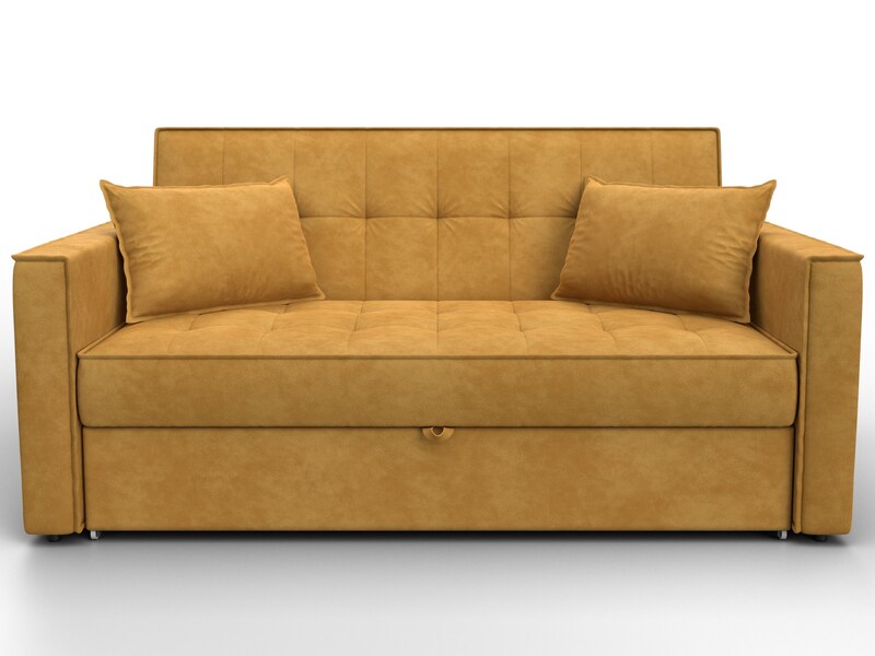 Диван прямой Лига-104 (140), Велюр, BRUT 10 желтый