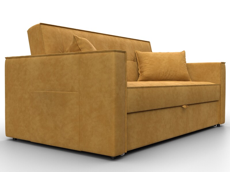 Диван прямой Лига-104 (140), Велюр, BRUT 10 желтый