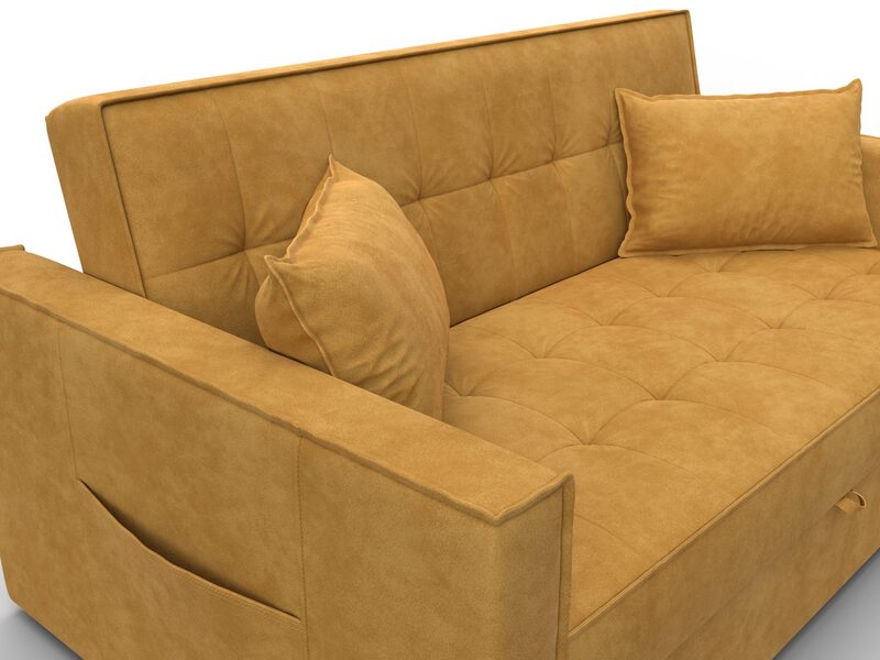 Диван прямой Лига-104 (140), Велюр, BRUT 10 желтый