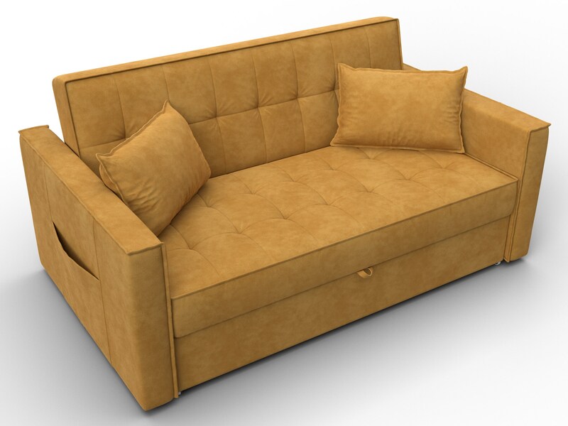 Диван прямой Лига-104 (140), Велюр, BRUT 10 желтый