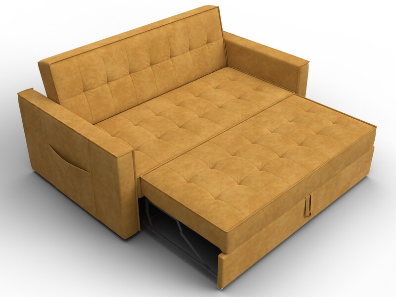 Диван прямой Лига-104 (140), Велюр, BRUT 10 желтый