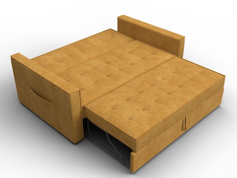 Диван прямой Лига-104 (140), Велюр, BRUT 10 желтый