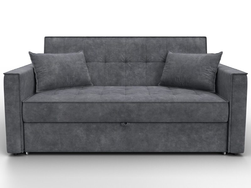 Диван прямой Лига-104 (140), Велюр, BRUT 16 темно-серый