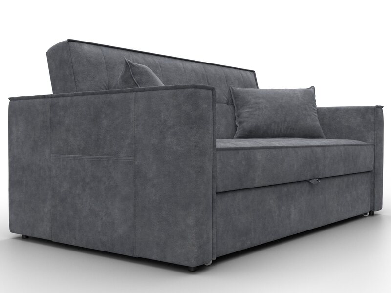 Диван прямой Лига-104 (140), Велюр, BRUT 16 темно-серый
