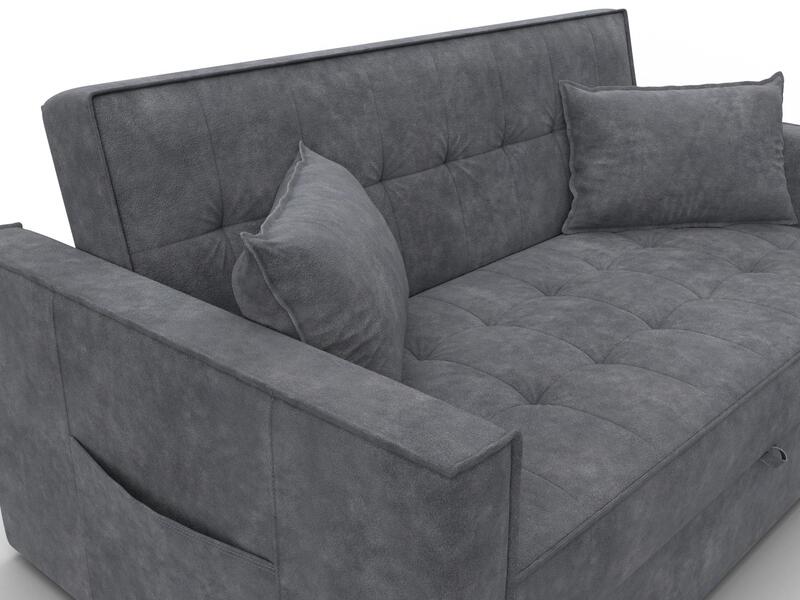 Диван прямой Лига-104 (140), Велюр, BRUT 16 темно-серый