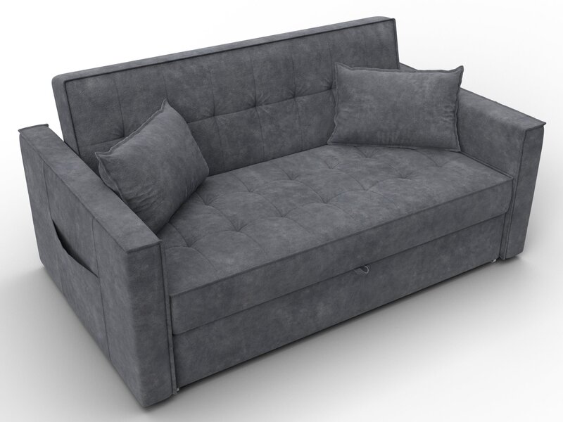 Диван прямой Лига-104 (140), Велюр, BRUT 16 темно-серый