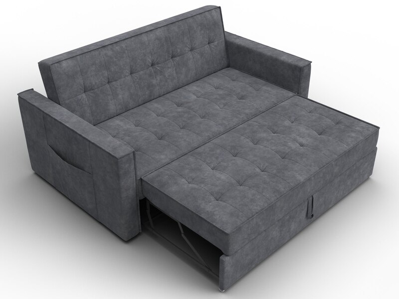 Диван прямой Лига-104 (140), Велюр, BRUT 16 темно-серый
