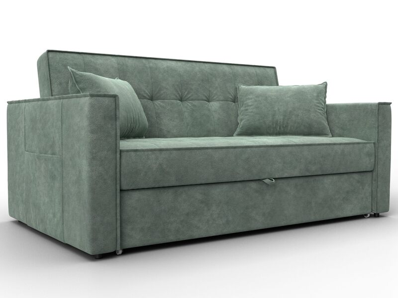 Диван прямой Лига-104 (140), Велюр, BRUT 08 зеленый