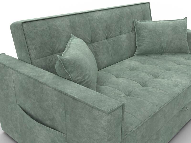 Диван прямой Лига-104 (140), Велюр, BRUT 08 зеленый