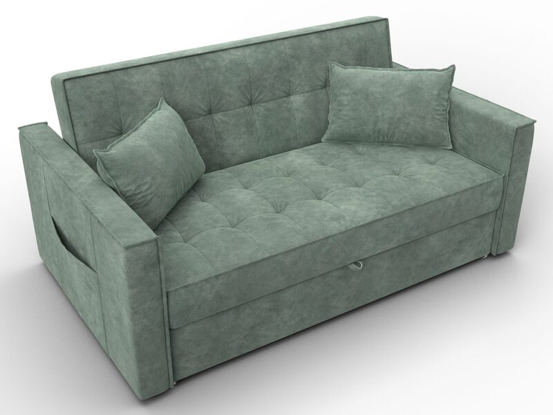 Диван прямой Лига-104 (140), Велюр, BRUT 08 зеленый