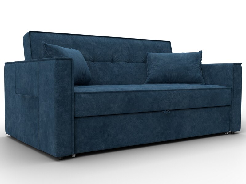 Диван прямой Лига-104 (140), Велюр, BRUT 11 синий