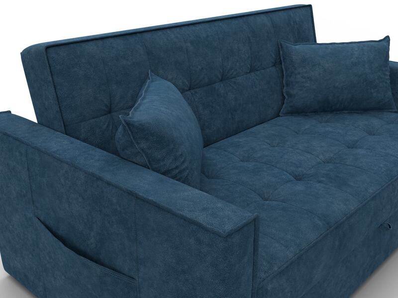 Диван прямой Лига-104 (140), Велюр, BRUT 11 синий