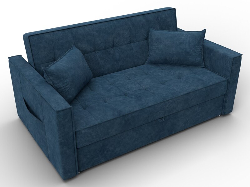 Диван прямой Лига-104 (140), Велюр, BRUT 11 синий
