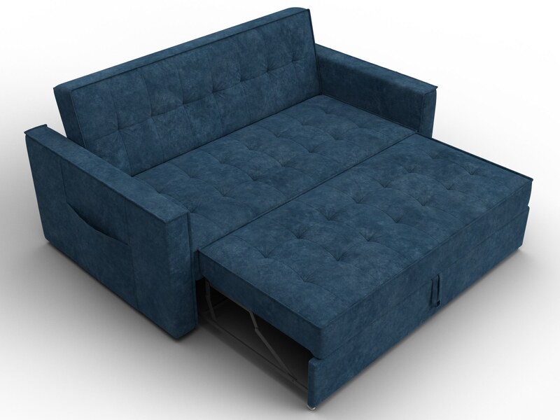Диван прямой Лига-104 (140), Велюр, BRUT 11 синий