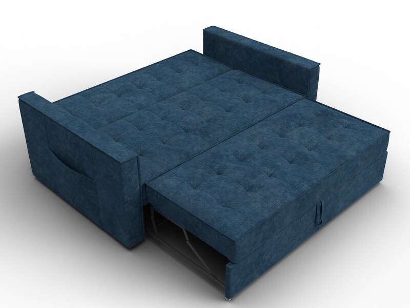 Диван прямой Лига-104 (140), Велюр, BRUT 11 синий