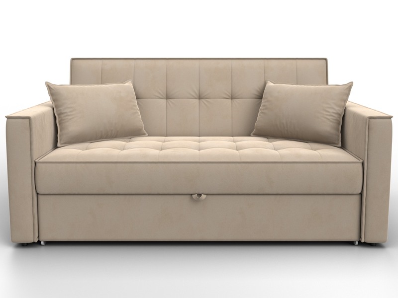 Диван прямой Лига-104 (140), Велюр, SEVEN 729 бежевый