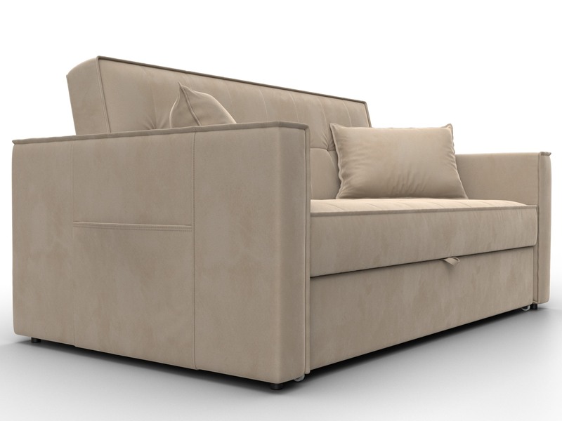 Диван прямой Лига-104 (140), Велюр, SEVEN 729 бежевый