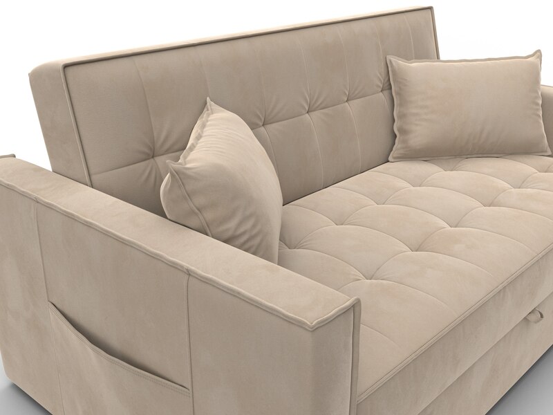 Диван прямой Лига-104 (140), Велюр, SEVEN 729 бежевый