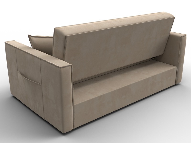 Диван прямой Лига-104 (140), Велюр, SEVEN 729 бежевый