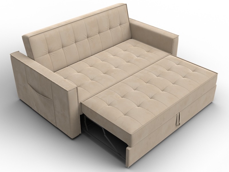 Диван прямой Лига-104 (140), Велюр, SEVEN 729 бежевый