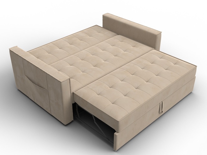 Диван прямой Лига-104 (140), Велюр, SEVEN 729 бежевый