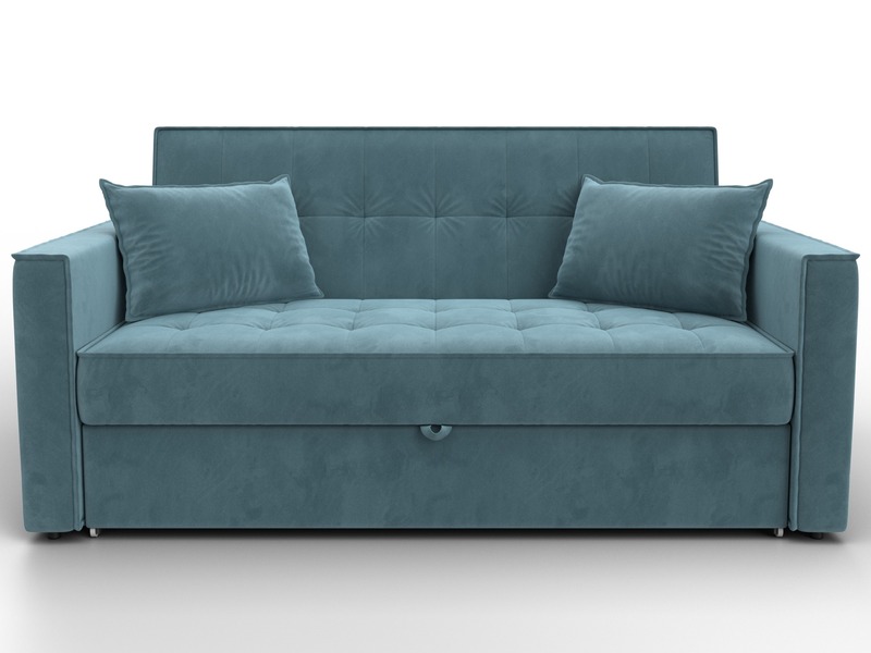 Диван прямой Лига-104 (140), Велюр, SEVEN 113 бирюзовый