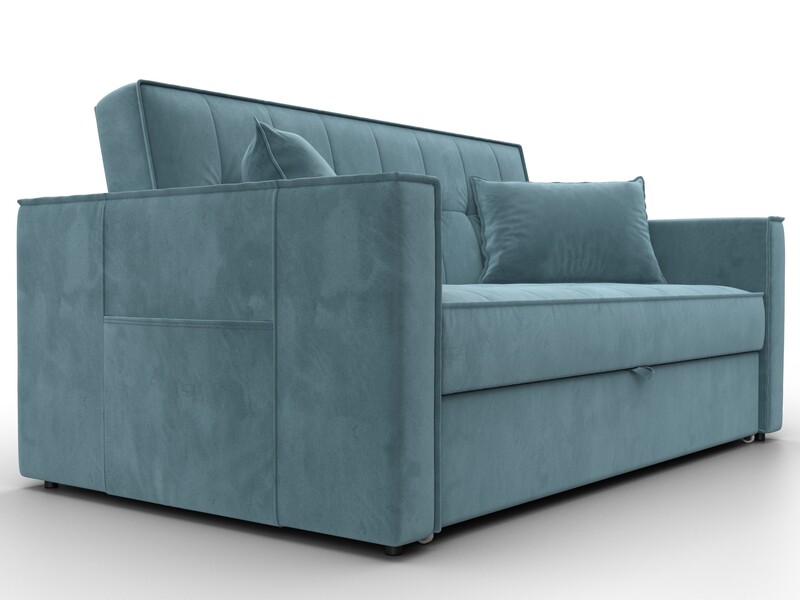 Диван прямой Лига-104 (140), Велюр, SEVEN 113 бирюзовый