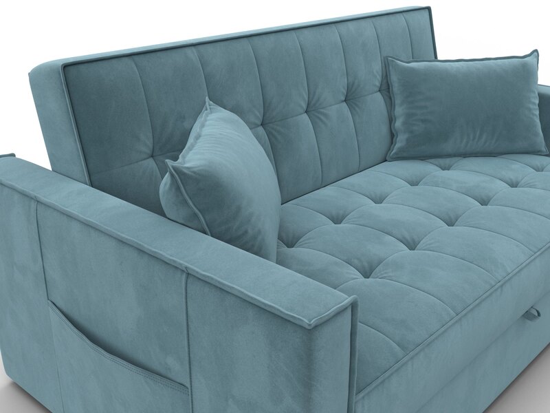 Диван прямой Лига-104 (140), Велюр, SEVEN 113 бирюзовый