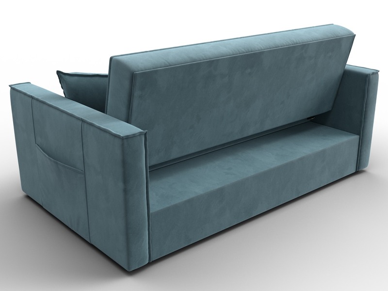 Диван прямой Лига-104 (140), Велюр, SEVEN 113 бирюзовый