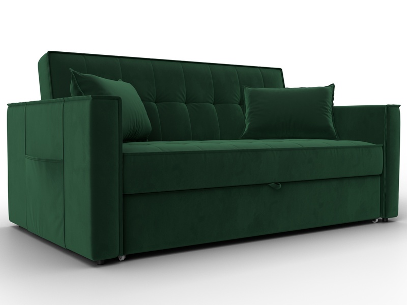 Диван прямой Лига-104 (140), Велюр, SEVEN 626 зеленый