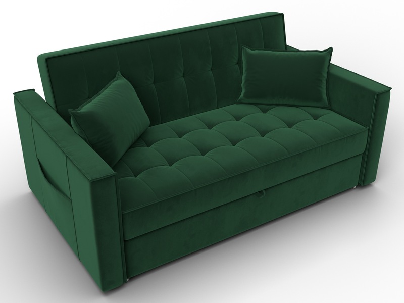Диван прямой Лига-104 (140), Велюр, SEVEN 626 зеленый