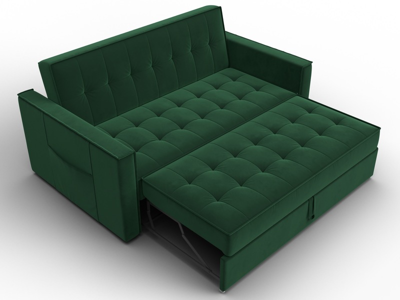 Диван прямой Лига-104 (140), Велюр, SEVEN 626 зеленый