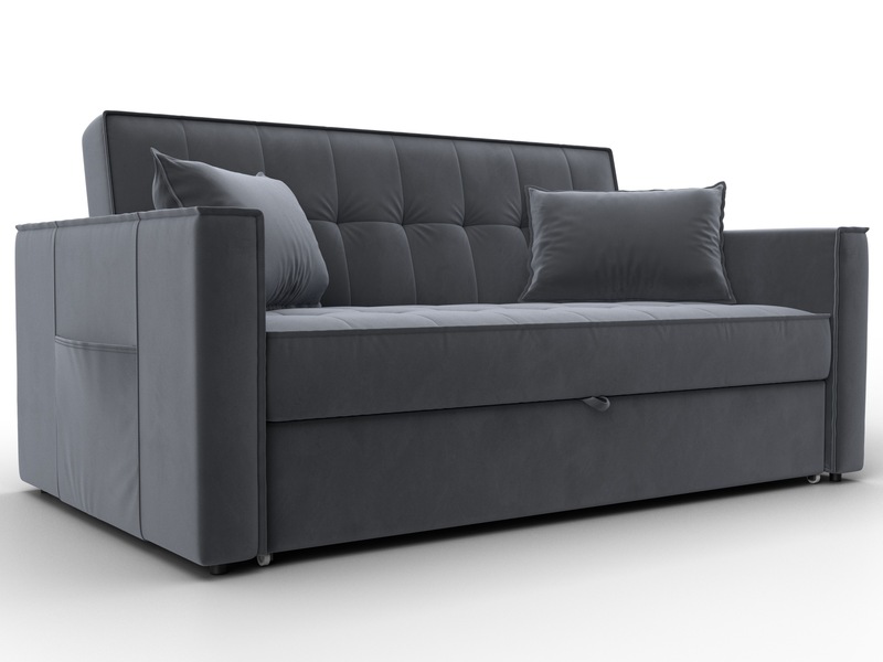 Диван прямой Лига-104 (140), Велюр, SEVEN 17 серый