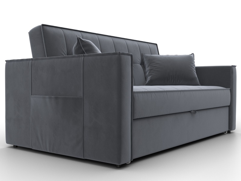 Диван прямой Лига-104 (140), Велюр, SEVEN 17 серый