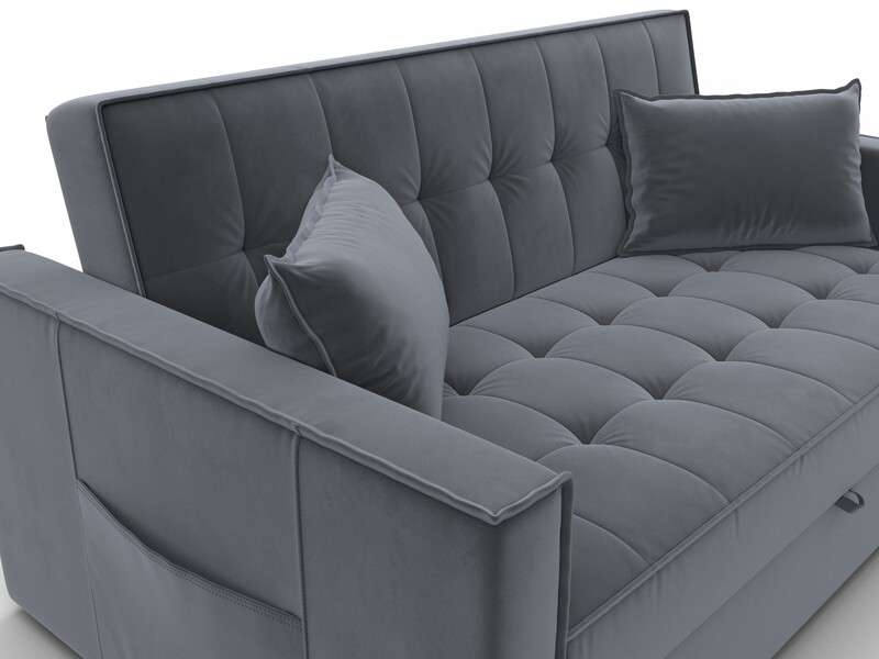 Диван прямой Лига-104 (140), Велюр, SEVEN 17 серый